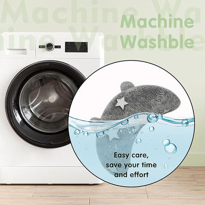 Dog Calming Pillow Glow in The Dark, Soft U-Shaped Pet Pillows for Dogs & Cats, Machine Washable, Dog Neck Pillow, Joint Relief, Better Sleep (Medium, Gray)