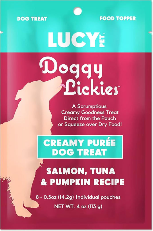 Lucy Pet® Doggy Lickies™ Salmon, Tuna & Pumpkin Recipe Creamy Purée Dog Treat 4oz