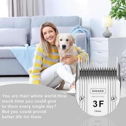 3F Detachable Pet Dog Grooming Clipper Ceramic Blade Compatible with Wahl Bravura .Chromado，Creativa，Figura Dog Clippers for Dogs Grooming，Size 3F Cut Length 1/2"(13mm), 2pack
