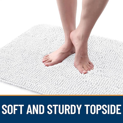 OLANLY Dog Door Mat for Muddy Paws 24x16, Absorbs Moisture and Dirt, Absorbent Non-Slip Washable Mat, Quick Dry Chenille, Mud Mat for Dogs, Entry Indoor Door Mat for Inside Floor, White