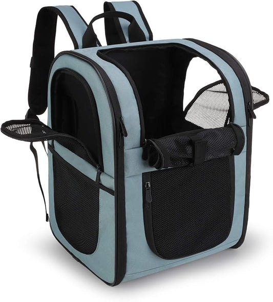APOLLO WALKER Pet Carrier Backpack for Small Cats and Dogs, Puppies, Two-Sided Entry, Safety Features and Cushion Back Support for Travel, Hiking, Outdoor Use (Blue)