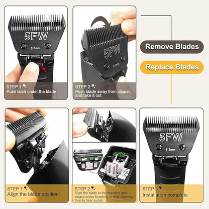 Detachable Pet Dog Grooming Wide Blades-Size 30W Dog Grooming Wide Blade，Compatible with Most Andis,Oster A5,Wahl km10 Clippers -2PCS 30W(Black)