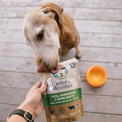 Under the Weather Bland Diet for Dogs | Easy to Digest for Sick Dogs | Always Be Ready | Contains Electrolytes - Natural Freeze Dried 100% Human Grade Meats| 2 Pack- Rice, Hamburger & Bone Broth - 6oz