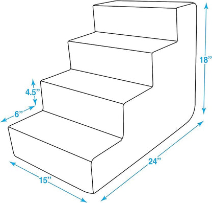 Best Pet Supplies Dog Stairs for Small Dogs & Cats, Foam Pet Steps Portable Ramp for Couch Sofa and High Bed Non-Slip Balanced Indoor Step Support, Paw Safe No Assembly - Dark Brown, 4-Step