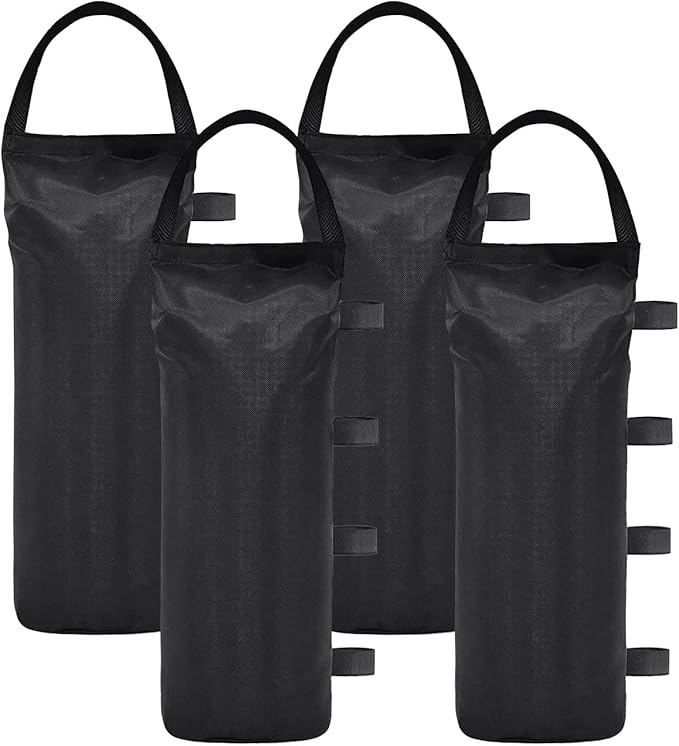 Extra Large Weights Sand Bags Set of 4 for Outdoor Dog Shelter, Heavy Duty Canopy Weight Bags(120LBS) for Pop up Canopy Tent (Without Sand), Black