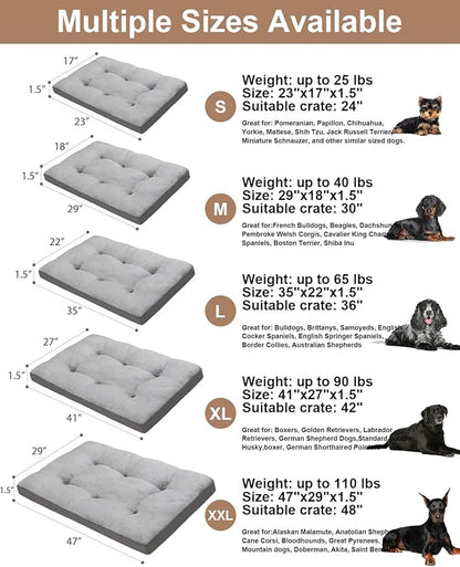 Dog Bed for Crate Washable Dog Beds for Small Dogs Plush Dog Kennel Pad Pet Sleeping Mat with Anti-Slip Bottom, 23x17 Inch, Grey