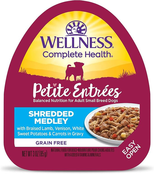 Wellness Petite Entrées Shredded Medley With Braised Lamb, Venison, White Sweet Potatoes & Carrots, 3 Ounce (Pack of 12)