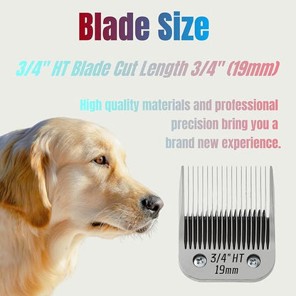 Detachable Pet Dog Grooming Ceramic Blade, Compatible with Ainds, Oster A5, Wahl KM-10 and Other Series Clippers, Size: 9.5~19mm Cut Length, Chrome. Sliver 4Pack.
