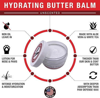 Warren London Hydrating Butter Balm- Dog Balm for Paws and Nose- Made in USA- Unscented 4oz