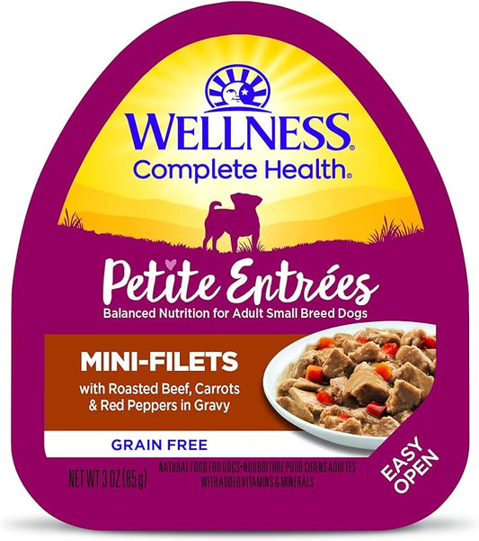 Wellness Petite Entrées Mini-Filets with Roasted Beef, Carrots & Red Peppers in Gravy, 3-Ounce Cup (Pack of 12)