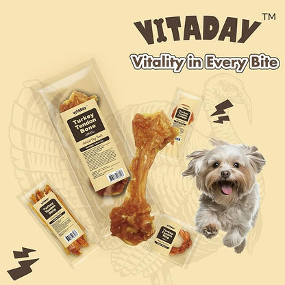 Turkey Tendon for Dogs, Turkey Tendon Bone (S) Pack of 4, 100% Natural, USA-Sourced, High-Protein, Low-Fat, Long-Lasting Dog Chew, Rawhide Alternative, Hypoallergenic Puppy & Dog Treats