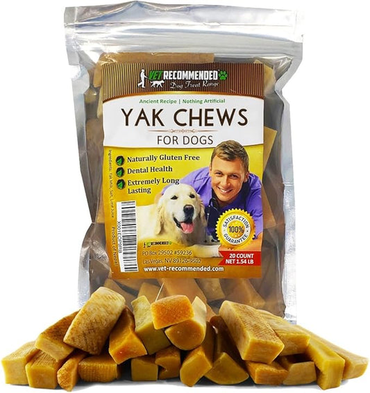 Yak Chew for Small Dogs Made from Himalayan Yak Milk (20 Count / 1.54LB). The 100% Natural Healthy Dog Chew - Extreme Long Lasting Cheese Chew