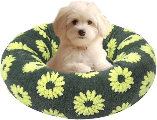 HYQ Small Dog Bed, Cat Beds for Indoor Cats, Dog Beds for Small Dogs with Anti-Slip Bottom, Cute Puppy Bed Washable-Yellow-17inch