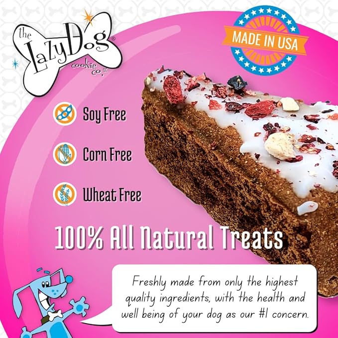 The Lazy Dog Cookie Co. - Original Pup-Pie - Happy Birthday Dog Treat for a Darling Girl with Bag of 5oz Birthday Cake Bite Mutt Mallows