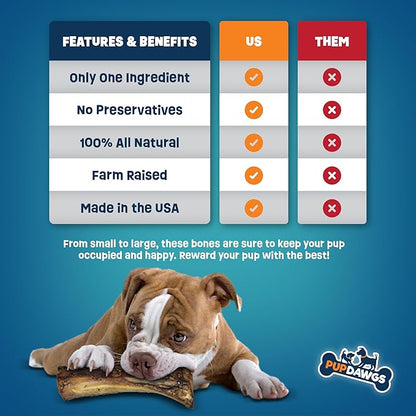 Single Ingredient Dog Bones - Made in USA - Small Beef Rib Bones - Natural Dog Bones for Aggressive Chewers - from USDA Inspected Beef - Hickory Smoked - Wrapped in Sets of 5 (5 Piece Pack)