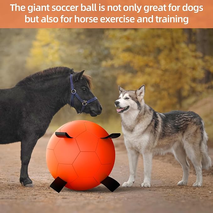 QDAN Herding Ball for Dogs, 18 inch Dog Balls, Giant Dog Toys Horse Toy, Dog Herding Ball for Australian Shepherd, Orange