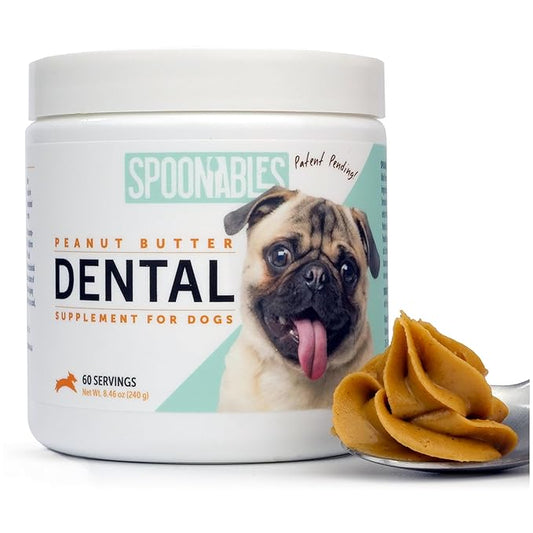 Dog Peanut Butter - Dog Breath Freshener - Anti Plaque, Tartar, & Bad Breath - Dog Dental Treats for Better Oral Care and Gum Health - Dental (8.46oz)