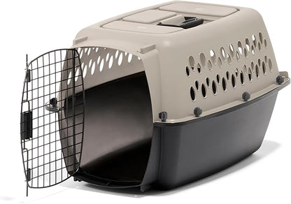 Petmate Vari Dog Kennel - Portable Crate for Pets 10-20 lbs - Airline-Friendly Pet Carrier - Durable Plastic Shell - For Home and Travel - Made in USA - 24 Inches - Taupe and Black
