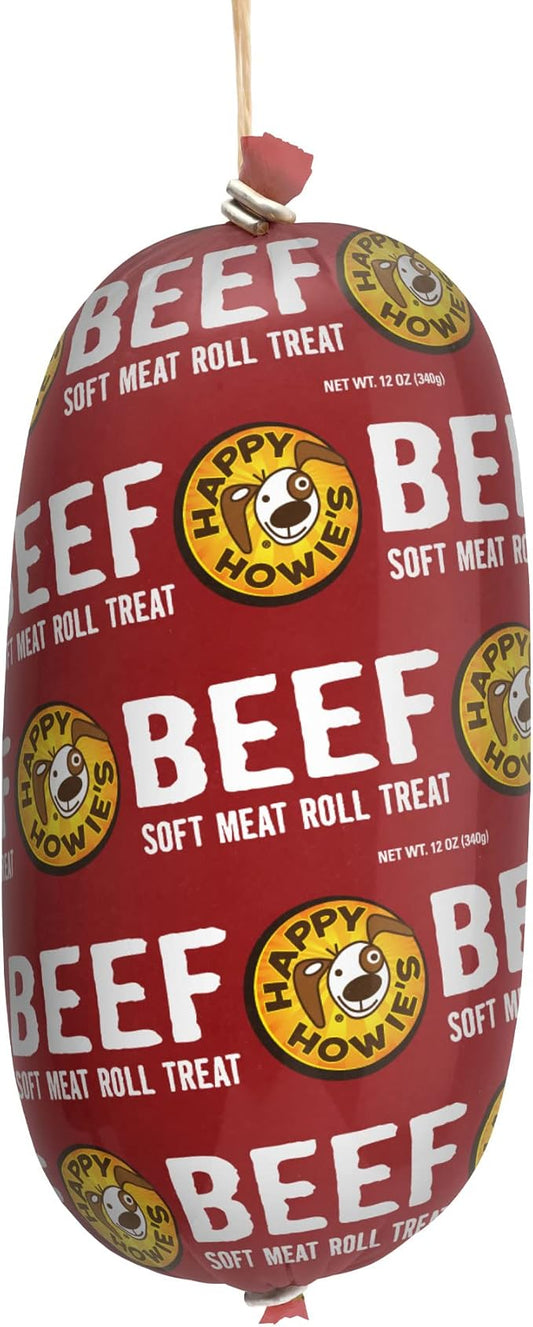 Happy Howie's Soft Meat Roll Treat - Soft Dog Food Beef Rolls, High Protein, Natural Ingredients, for All Dogs, Made in USA - Beef, 12 Oz (Pack of 1)