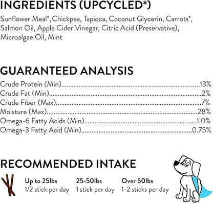 Shameless Pets Dental Treats for Dogs, Carrate Chomp - Healthy Dental Sticks with Skin & Coat Support for Teeth Cleaning & Fresh Breath - Dog Bones Dental Chews Free from Grain, Corn & Soy