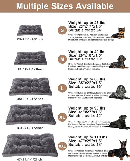 Dog Bed, Washable Cozy Plush Dog Crate Beds, Soft Comfy Kennel Pad Anti Slip Pet Sleeping Mat for Large, Jumbo, Medium, Small Dogs Breeds (29.0 L x 18.0 W x 1.5 Th Inches, Dark Grey)