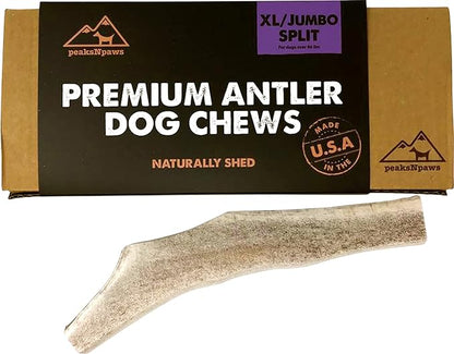 Premium All-Natural Grade A Split Elk Antlers for Dogs – Naturally Shed in The Rocky Mountains – No Additives, No Preservatives - Healthy and Delicious Treat - Made in USA - XL/Jumbo Split
