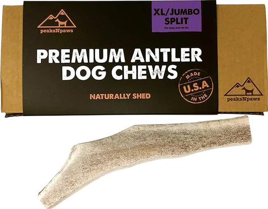 Premium All-Natural Grade A Split Elk Antlers for Dogs – Naturally Shed in The Rocky Mountains – No Additives, No Preservatives - Healthy and Delicious Treat - Made in USA - XL/Jumbo Split