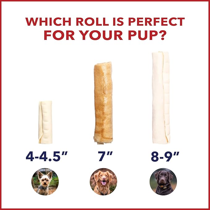 Pet Factory American Beefhide 7" Rolls Dog Chew Treats - Natural Flavor, 4 Count/1 Pack