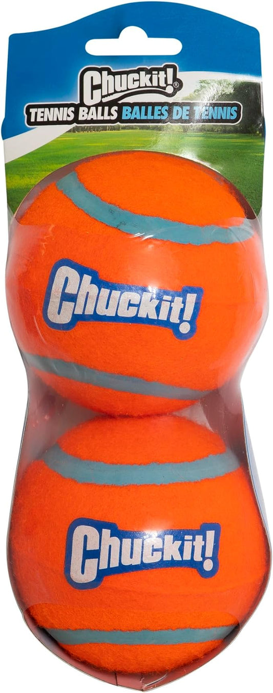 Chuckit! Dog Tennis Ball Dog Toy, Extra Large (3.5 Inch Diameter) for Dogs 100+ Lbs, Shrink Wrap Pack of 2