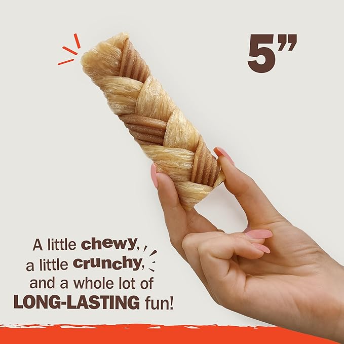 Cadet Chewalicious Chewy 'N Crunchy Braid Dog Treats, Limited Ingredient Rawhide-Free Dog Chews, Long-Lasting Made with Real Chicken, 3 Count (Pack of 1)