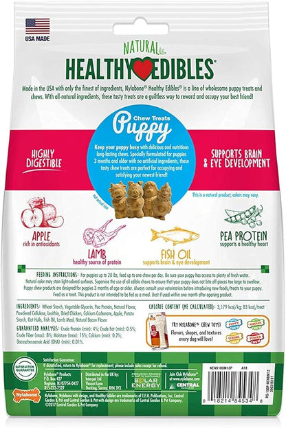Nylabone 3 Pack of Healthy Edibles Puppy Chew Treats, 11 Ounces Each, Lamb and Apple Flavor, Made in The USA