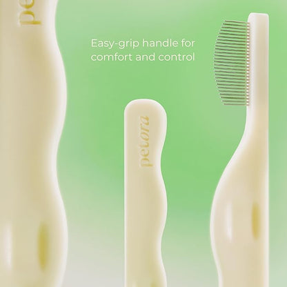 [petora] BRUSH ON ME Gentle Facial & Eye Comb for Dogs & Cats | Smooth & Stress-Free Tear Stain Remover | Fine-Tooth Grooming Tool with Rounded Tips | Comfortable Grip for Daily Pet Grooming