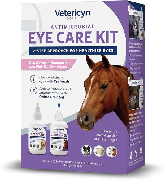 Vetericyn Plus Dog and Cat Eye Care | Flush and Soothe Eye Irritations, Dog Tear Stain Cleaner, Safe for All Animals. (Eye Care Kit)