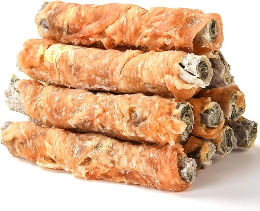 Chicken Wrapped Cod Fish Skin Stick Dog Treats, Healthy High Protein Omega3 Cod Twist Dog Chews Real Chicken Wrap Teeth Cleaning for Large Medium Small Pets 10.5 OZ