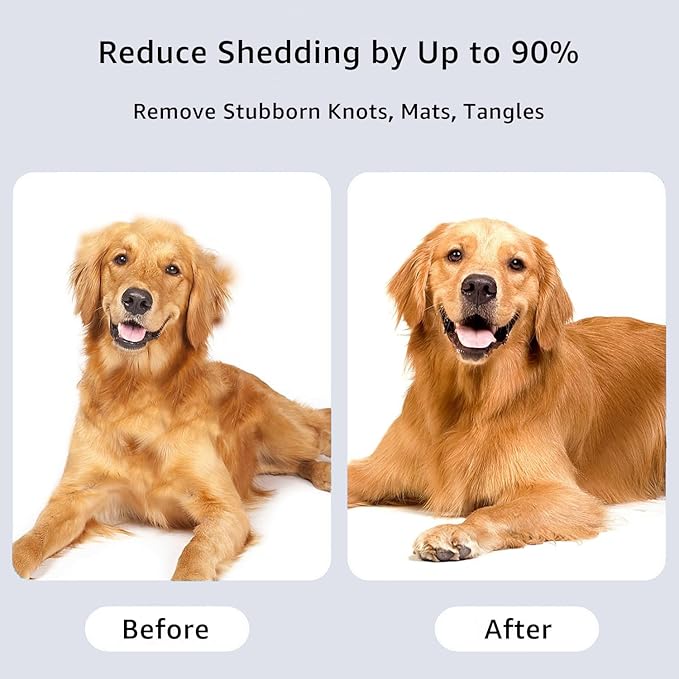 YINGFAN Pet Grooming Combo, Double-Sided Dematting Deshedding Undercoat Rake for Dogs and Cats, Dog Combs for Grooming Matting (Black)