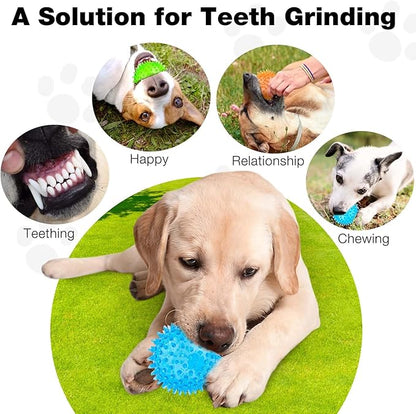 Puppy Toy 2.5” Squeaky Dog Balls Toys and Spikey Dog Ball for Aggressive Chewers for Small Dogs Dog Balls for Clean Teeth and Training （6 Pack
