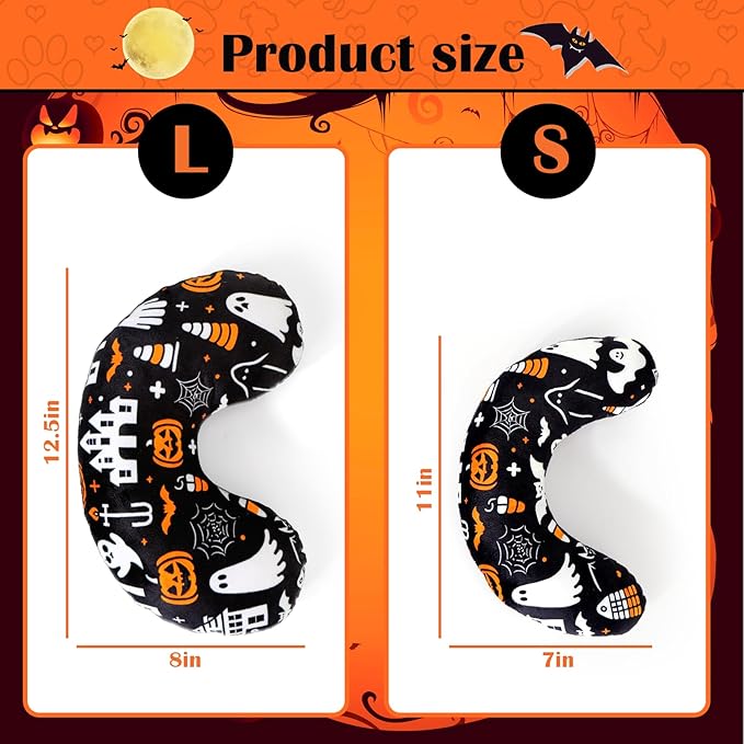 BABORUI Halloween Dog Pillow for Small Dogs, U Shaped Dog Neck Calming Pillow for Joint Relief Sleeping Improve, Machine Washable Pet Pillow for Dogs & Cats(Halloween)