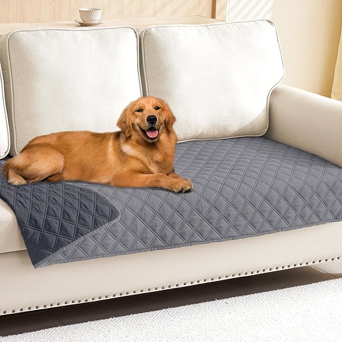 Smiry Waterproof Dog Blanket, Reversible Dog Bed Cover Pet Blanket, Soft Couch Cover for Dogs Washable, Bed Couch Sofa Furniture Protector for Puppy Cat Kids (30"x70", Grey/Dark Grey)