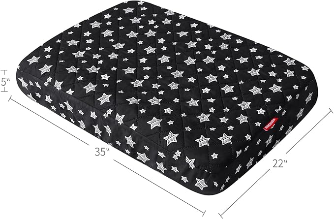 Dog Bed Covers Replacement Washable Pet Hair Easy to Remove, Waterproof Dog Bed Covers Noiseless Quilted, Pet Bed Cover Lovely Black Star Print, Puppy Bed Cover 22x35 Inches, for Dog/Cat, Cover Only