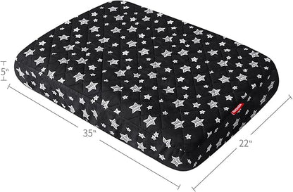 Dog Bed Covers Replacement Washable Pet Hair Easy to Remove, Waterproof Dog Bed Covers Noiseless Quilted, Pet Bed Cover Lovely Black Star Print, Puppy Bed Cover 22x35 Inches, for Dog/Cat, Cover Only
