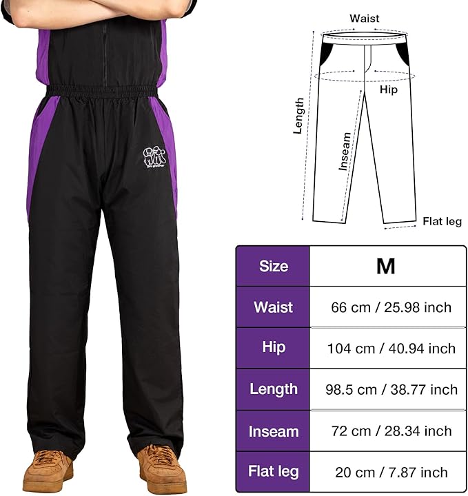 Noverlife Professional Grooming Pants for Pet Groomers, M Size, Comfortable Elasticated Waist, Lightweight Black Hair Resistant Trousers