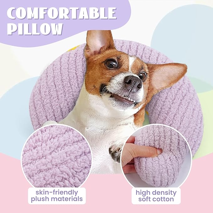 T'CHAQUE Cat Pillow, Dog Neck Pillow Anxiety Relief, Comfort Cat Pillows for Indoor Cats， Ultra Soft Dog Calming Pillow Bed, Half Donut Cuddler Sleeping Improve Pillow Pet for Upper Spine Support