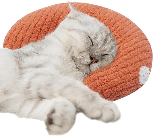 T'CHAQUE Cat Pillow, Dog Neck Pillow Anxiety Relief, Comfort Cat Pillows for Indoor Cats， Ultra Soft Dog Calming Pillow Bed, Half Donut Cuddler Sleeping Improve Pillow Pet for Upper Spine Support