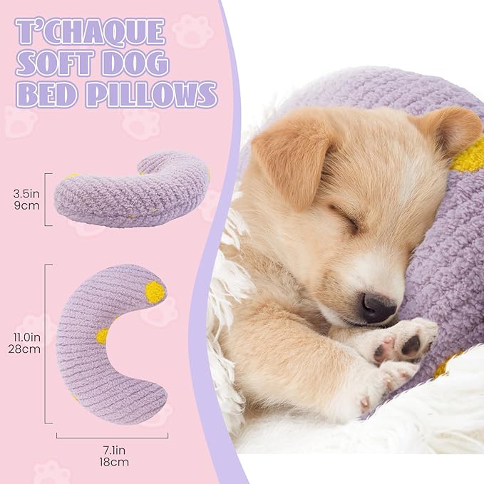 T'CHAQUE Cat Pillow, Dog Neck Pillow Anxiety Relief, Comfort Cat Pillows for Indoor Cats， Ultra Soft Dog Calming Pillow Bed, Half Donut Cuddler Sleeping Improve Pillow Pet for Upper Spine Support