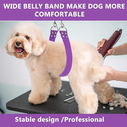 Dog Grooming Belly Band - Pet Grooming Belly Straps Pink Groomer Belly Support 2" Wide Waterproof Strong PVC Dogs Loop with Adjustable Connector Groom Restraint for Pets Bathing Salon (Pink-Short)