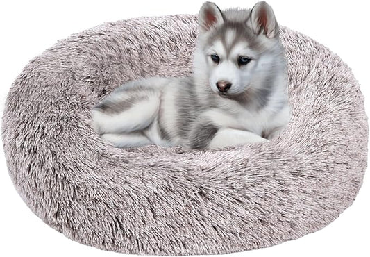 HYQ Small Dog Bed, Pet Beds for Small Dogs, Cat Beds for Indoor Cats, Fluffy Faux Fur Plush Small Dog Bed, Washable Puppy Bed with Anti-Slip Bottom, Dog Bed Small Size Dog (Coffee, 20 Inch)