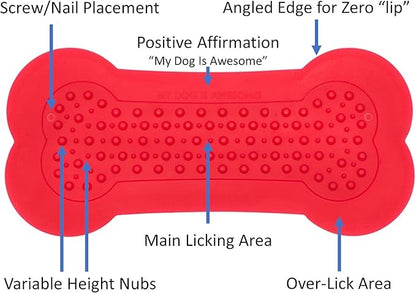 Lick Lick Pad Dog Accessories | Pet Shower Attachment | Dog Peanut Butter Lick Pad | Dog Bathing Station | Dog Bathing Supplies | Veterinarian Used | Suction to Wall | Large (Large - 2 Pack, Red)