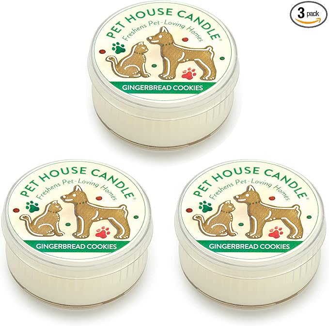 One Fur All Gingerbread Cookies 3 Pack - Pet Odor Eliminator - Natural Wax Candle Set - Non-Toxic Scented Candle