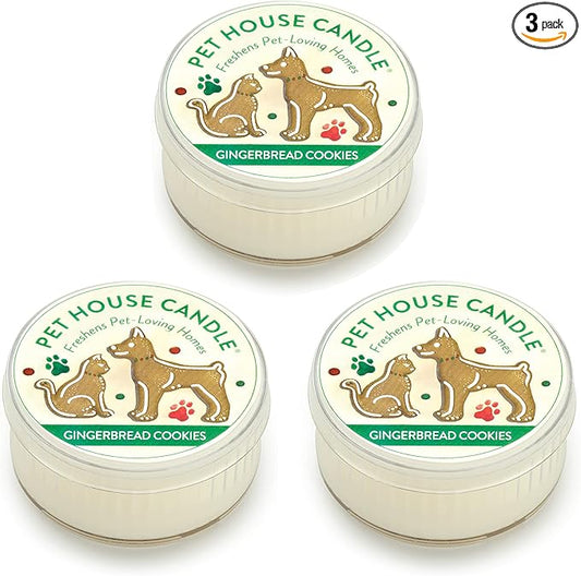 One Fur All Gingerbread Cookies 3 Pack - Pet Odor Eliminator - Natural Wax Candle Set - Non-Toxic Scented Candle