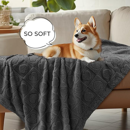 Luciphia Small Dog Blanket Washable Pet Bed Cover Soft Fluffy Puppy Blanket with Premium Fleece Cozy Calming Cat Blankets for Indoor Cats Grey 41x31 inch